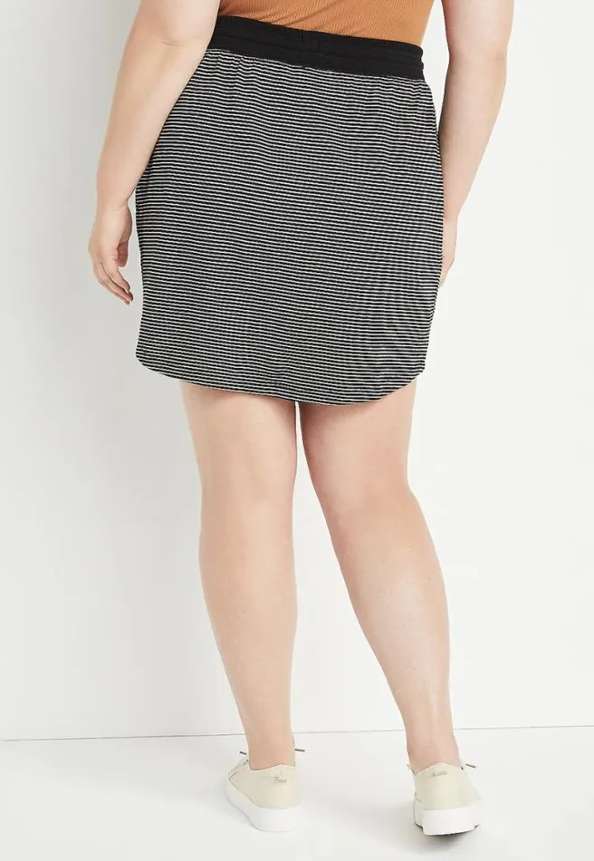 Plus Size Black Stripe French Terry Skirt Women Maurices Plus Bottoms
