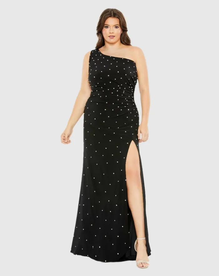 Plus Size Dresses Jewel Encrusted Draped One Shoulder Gown Plus Cherry 8211 Mac Duggal Women Plus Size Dresses Jewel Encrusted Draped One Shoulder Gown Plus Cherry 8211 Mac Duggal Women