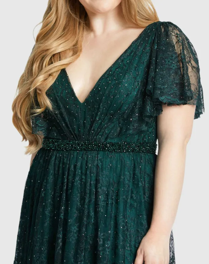 Plus Size Dresses Lace Flutter Sleeve A Line Gown Midnight Mac Duggal Women Plus Size Dresses Lace Flutter Sleeve A Line Gown Midnight Mac Duggal Women