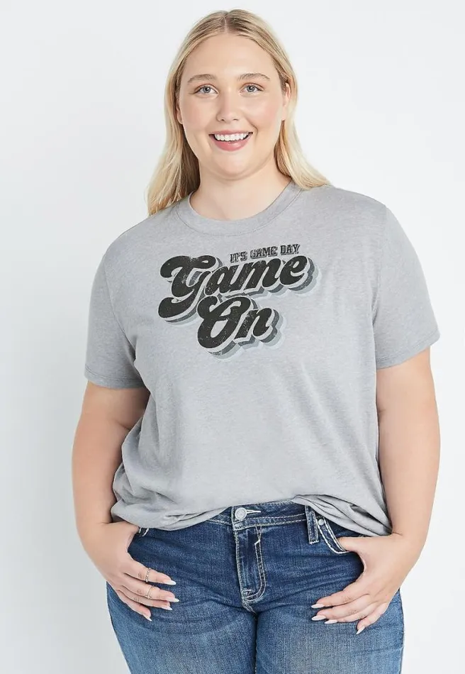 Plus Size Gray Game Day Oversized Graphic Tee Women Maurices Plus Tops