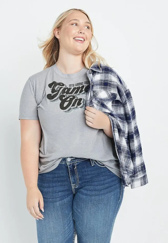 Plus Size Gray Game Day Oversized Graphic Tee Women Maurices Plus Tops