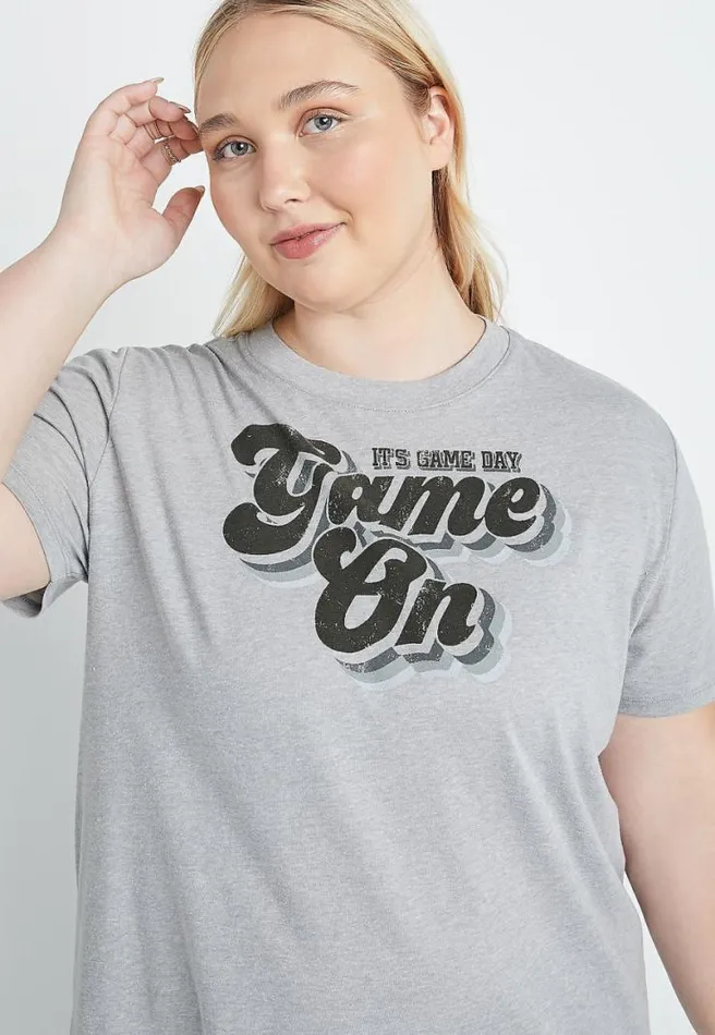 Plus Size Gray Game Day Oversized Graphic Tee Women Maurices Plus Tops