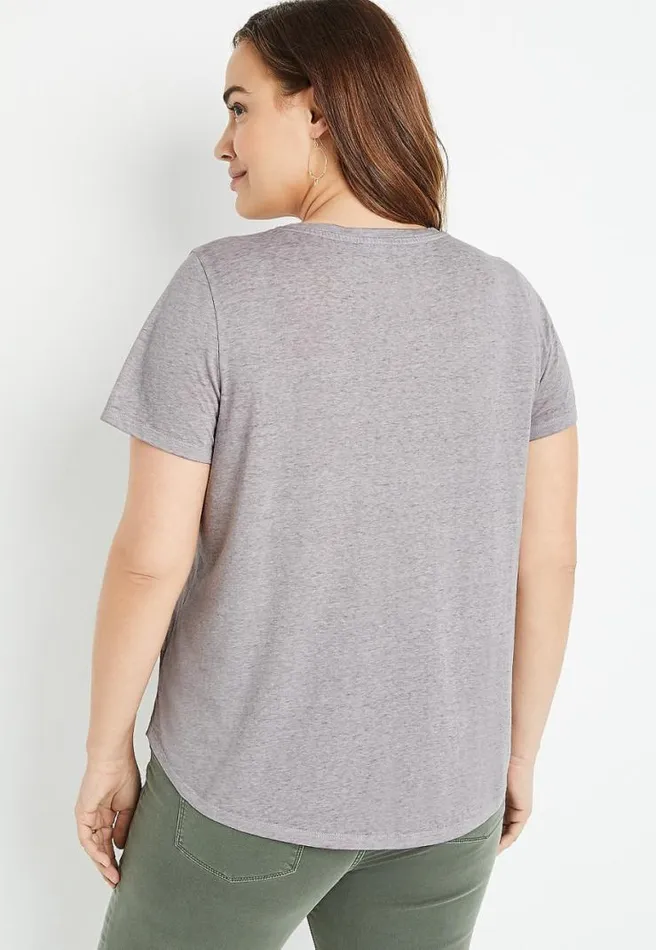 Plus Size Gray Wildflower Peace Sign Graphic Tee Women Maurices Plus Tops