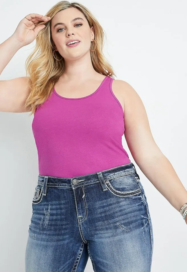 Plus Size Magenta Scoop Neck Tank Top Women Maurices Plus Tops