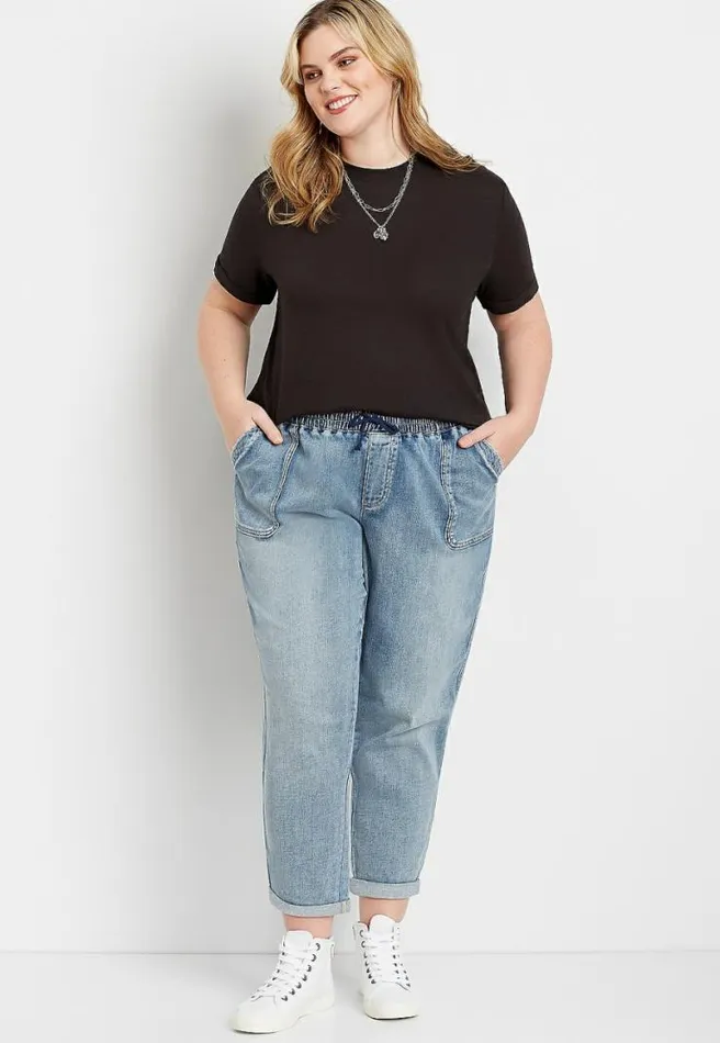 Plus Size Medium Marble Wash Denim Weekender Pant Women Maurices Plus Jeans