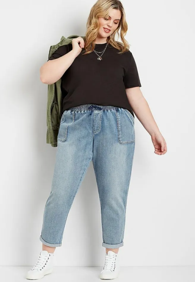 Plus Size Medium Marble Wash Denim Weekender Pant Women Maurices Plus Jeans