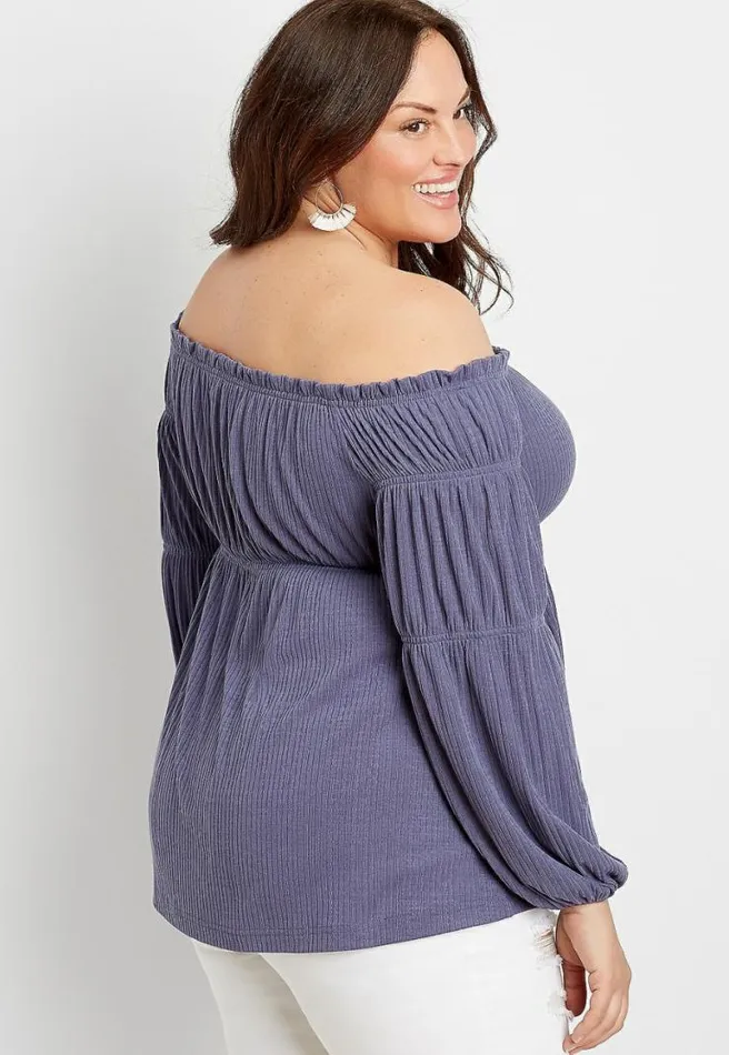 Plus Size Purple Smocked Babydoll Blouse Women Maurices Plus Tops