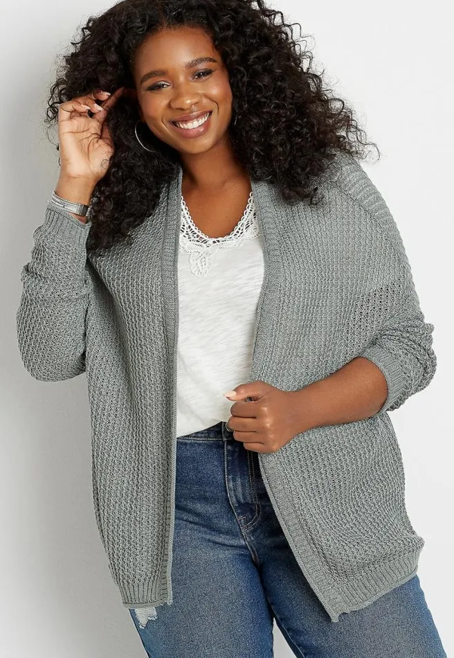 Plus Size Solid Oversized Open Front Cardigan Women Maurices Plus Tops