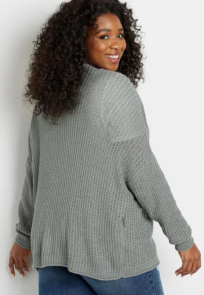Plus Size Solid Oversized Open Front Cardigan Women Maurices Plus Tops
