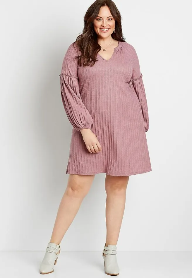 Plus Size Solid Ribbed Blouson Sleeve Shift Dress Women Maurices Plus Dresses and Jumpsuits Plus Size Solid Ribbed Blouson Sleeve Shift Dress Women Maurices Plus Dresses and Jumpsuits