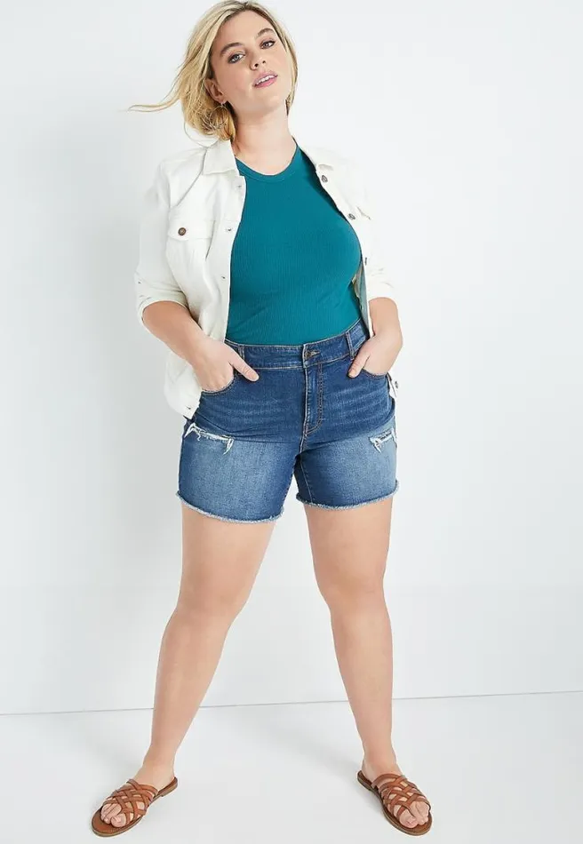 Plus Size Teal High Neck Fitted Ribbed Tank Top Women Maurices Plus Tops