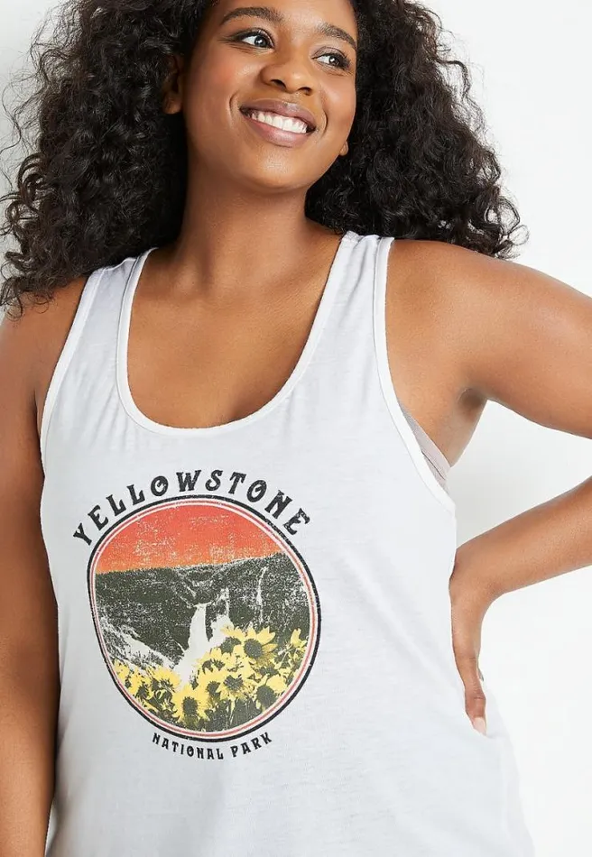 Plus Size White Yellowstone Graphic Tank Top Women Maurices Plus Tops