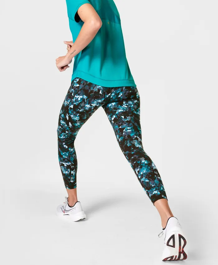 Pocketed Women Power 78 Gym Leggings Blue Illuminate Floral Print Sweaty Betty