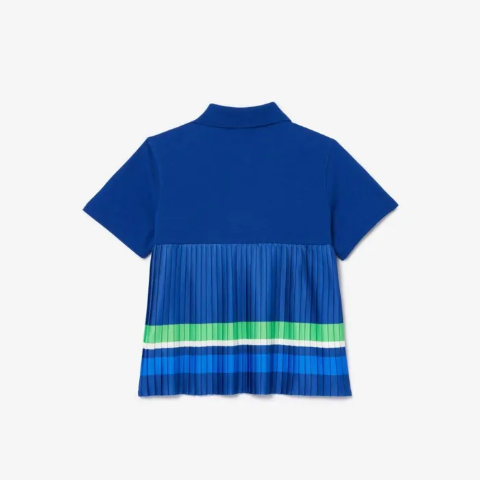 Polos Kids Lacoste Kids039 Pleated Hem Piqu Polo Navy Blue White Y1v