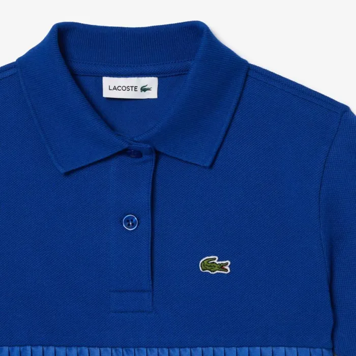 Polos Kids Lacoste Kids039 Pleated Hem Piqu Polo Navy Blue White Y1v
