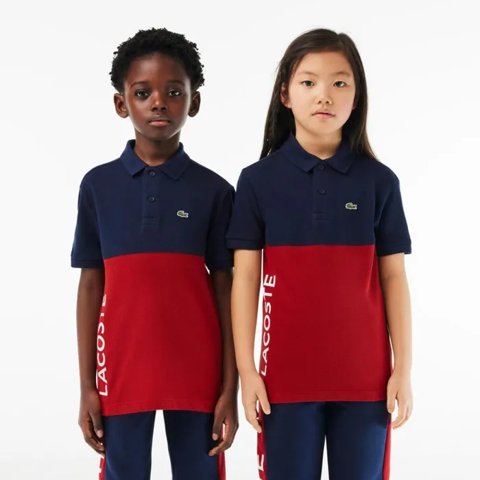 Polos Kids Lacoste Kids Organic Cotton Piqu Colorblock Polo Navy Blue Bordeaux Isv
