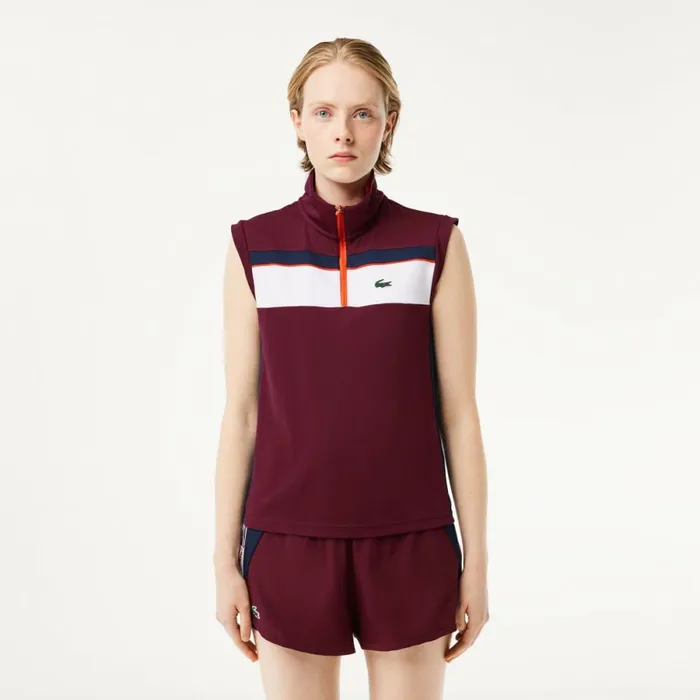 Polos Women Lacoste Women039s Ripstop Piqu UltraDry Tennis Polo Bordeaux Navy Blue Lix