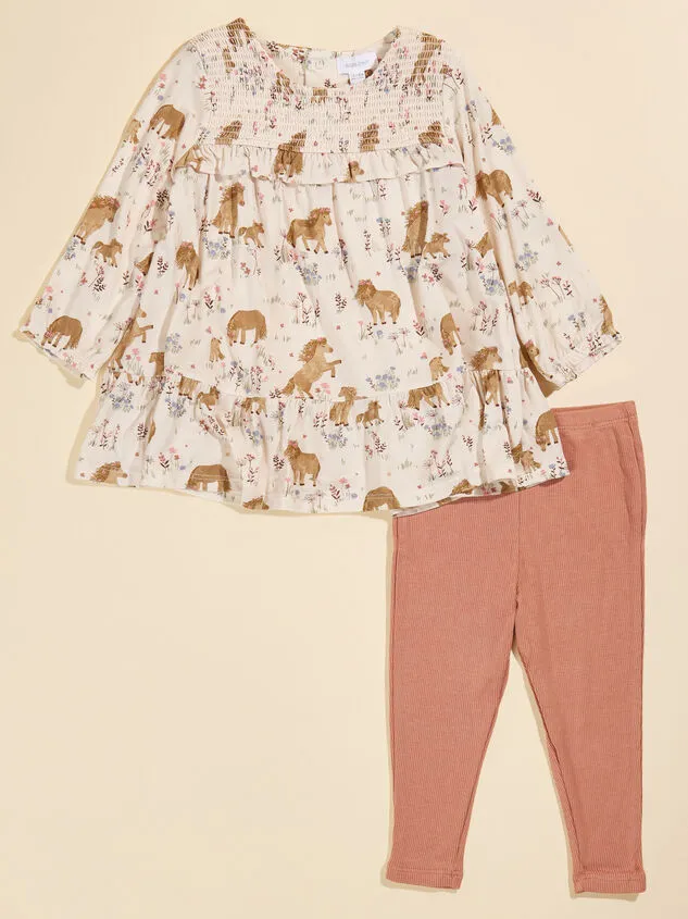 Pretty Ponies Toddler Dress And Legging Set Pink Girl Altar039d State Dresses