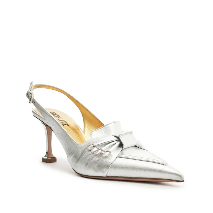 Pumps Fiorella Mid Leather Pump Silver Schutz Shoes Pumps