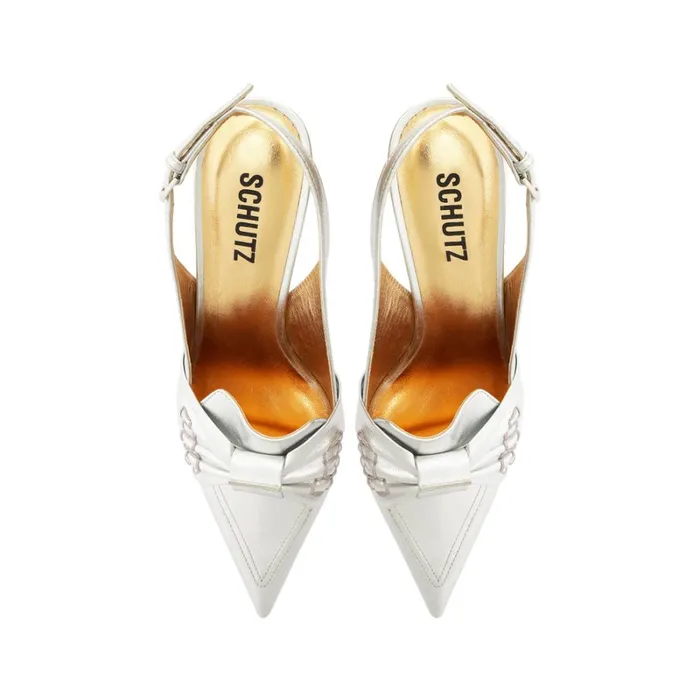Pumps Fiorella Mid Leather Pump Silver Schutz Shoes Pumps