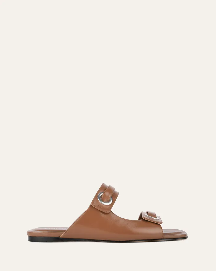 Quill flat sandals dark tan leather Women FLAT SANDALS jomercer