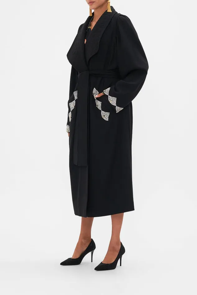 QUILTED COLLAR WOOL COAT WITH VEST DETAIL MAGIC IN THE MANUSCRIPTS Magic In The Manuscripts Womens Camilla Jackets