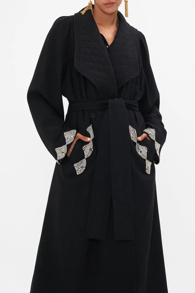 QUILTED COLLAR WOOL COAT WITH VEST DETAIL MAGIC IN THE MANUSCRIPTS Magic In The Manuscripts Womens Camilla Jackets