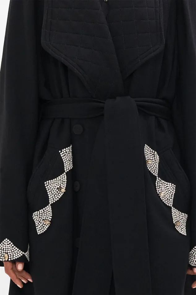 QUILTED COLLAR WOOL COAT WITH VEST DETAIL MAGIC IN THE MANUSCRIPTS Magic In The Manuscripts Womens Camilla Jackets