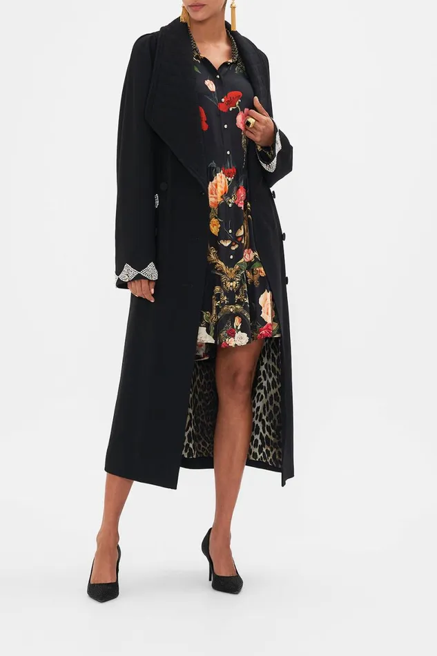 QUILTED COLLAR WOOL COAT WITH VEST DETAIL MAGIC IN THE MANUSCRIPTS Magic In The Manuscripts Womens Camilla Jackets