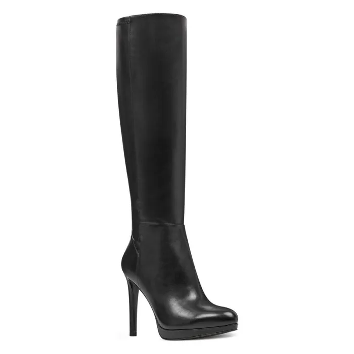 Quizme Wide Calf Platform Boots Black Leather Women Nine West Boots and Booties Quizme Wide Calf Platform Boots Black Leather Women Nine West Boots and Booties