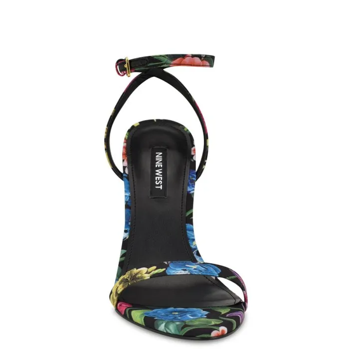 Reina Ankle Strap Sandals Black Floral Women Nine West Sandals Reina Ankle Strap Sandals Black Floral Women Nine West Sandals