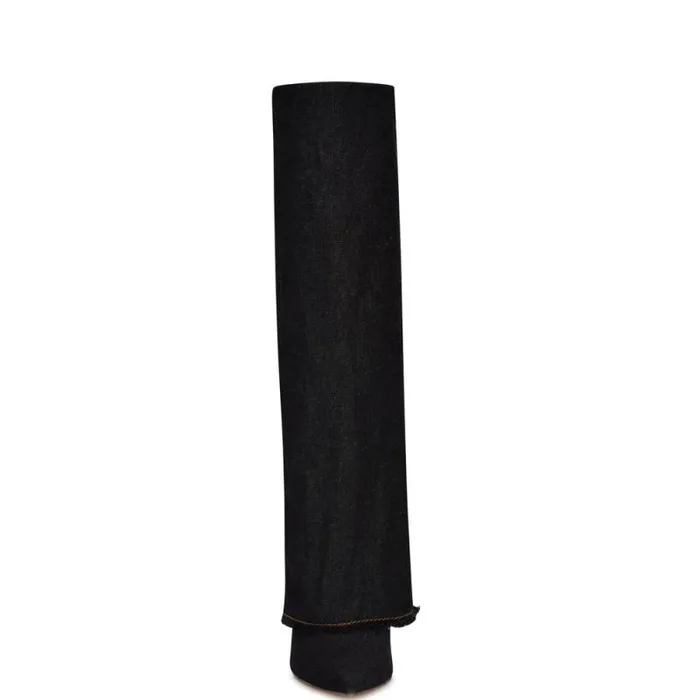 Rhoree Knee High Dress Boots Black Denim Women Nine West Boots and Booties Rhoree Knee High Dress Boots Black Denim Women Nine West Boots and Booties