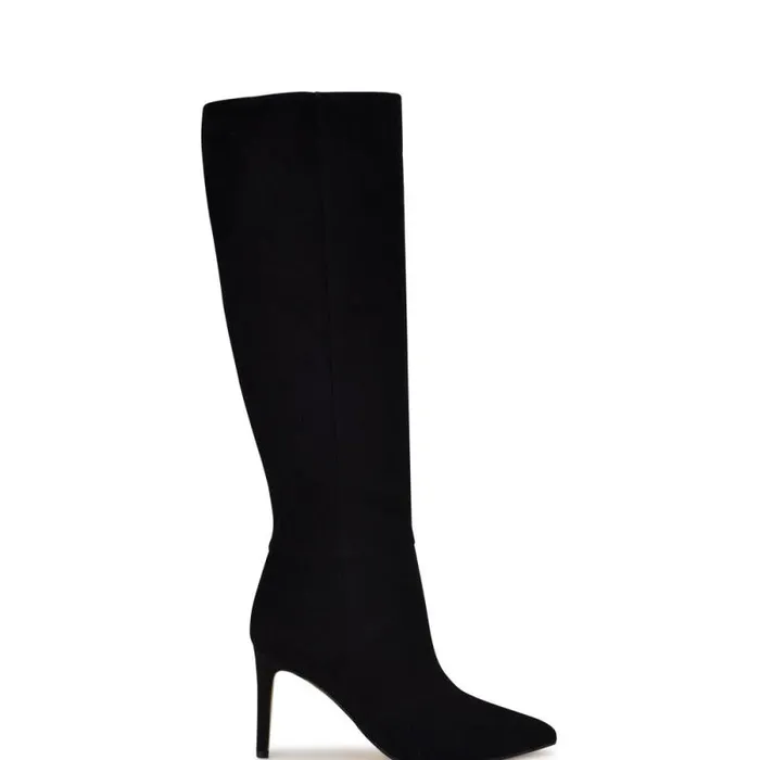 Richy Heeled Boots Black Suede Women Nine West Heels