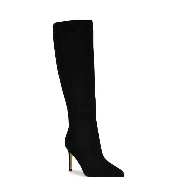 Richy Heeled Boots Black Suede Women Nine West Heels