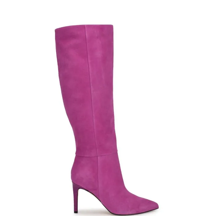 Richy Heeled Boots Dark Pink Suede Women Nine West Heels
