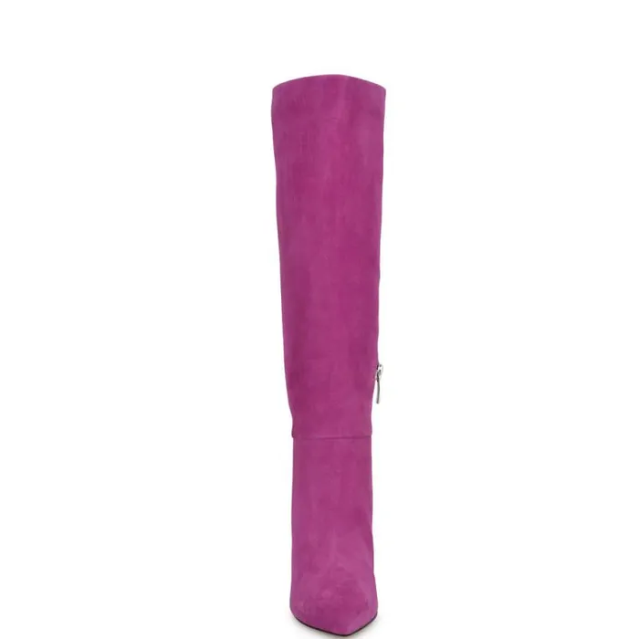 Richy Heeled Boots Dark Pink Suede Women Nine West Heels