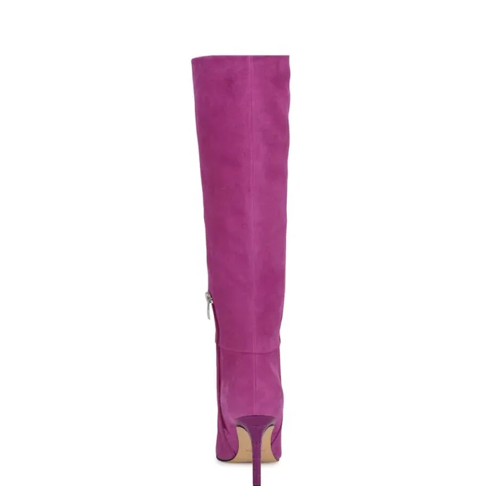 Richy Heeled Boots Dark Pink Suede Women Nine West Heels