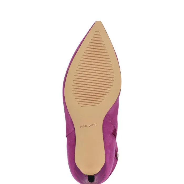 Richy Heeled Boots Dark Pink Suede Women Nine West Heels