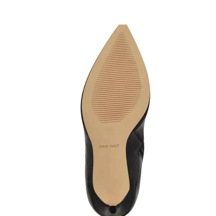 Richy Wide Calf Heeled Boots Black Croco Women Nine West Heels Richy Wide Calf Heeled Boots Black Croco Women Nine West Heels