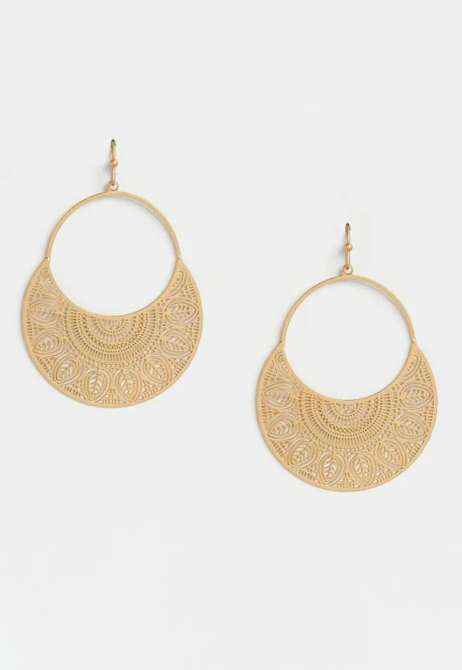 Round Laser Cut Drop Earrings Women Maurices Jewelry