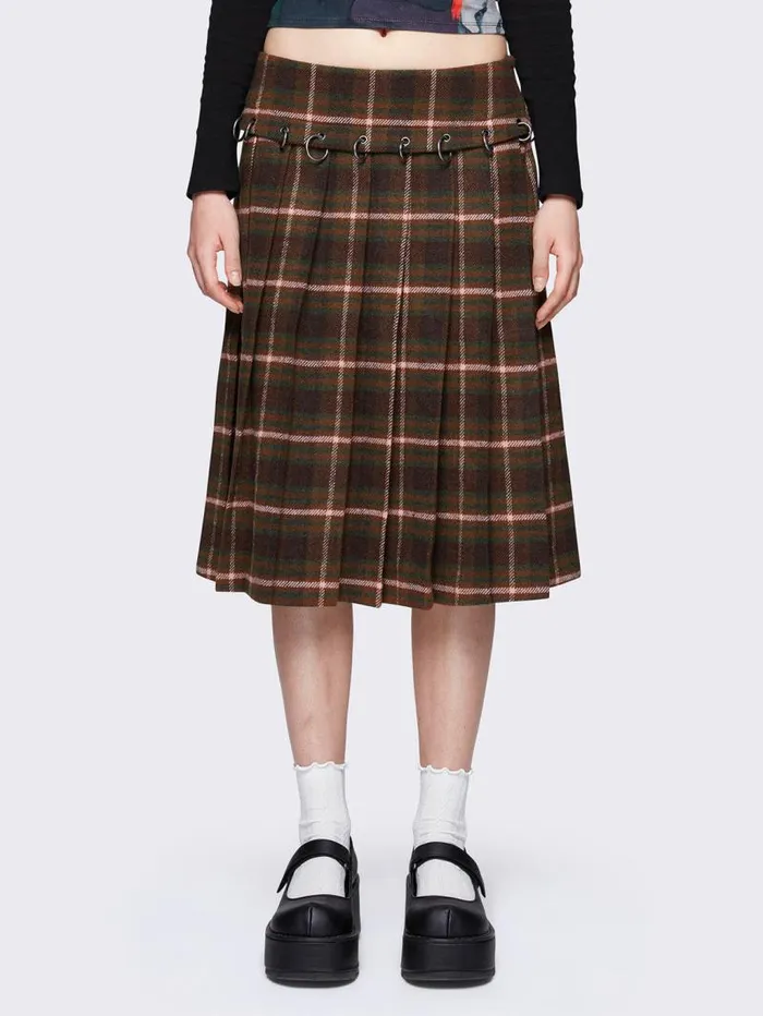 Rowan Plaid Midi Skirt Women Minga London Bottoms
