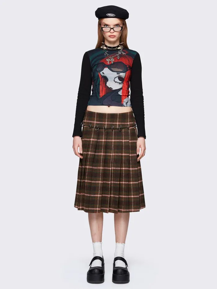 Rowan Plaid Midi Skirt Women Minga London Bottoms Rowan Plaid Midi Skirt Women Minga London Bottoms