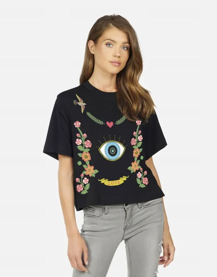 Rue Floral Eye Love Black Women Lauren Moshi Short Sleeve