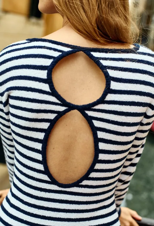 Sabine Navy White Stripe Midi Knit Dress PreOrder Women Ciao Lucia Long Dresses