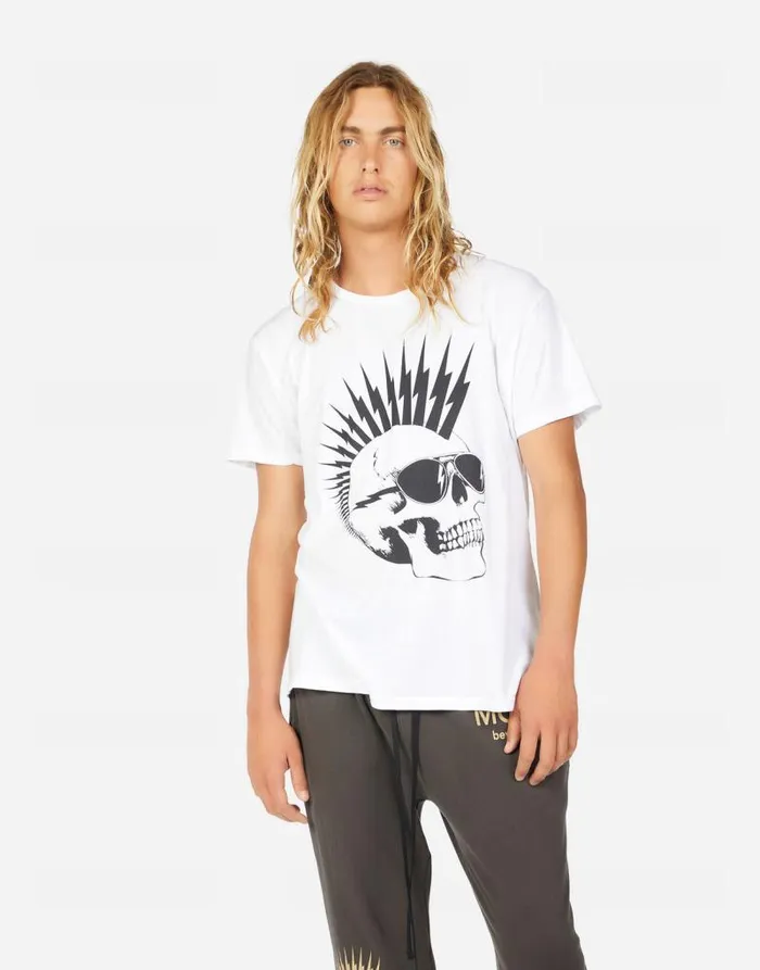 Sadler Moshi Lightning Skull White Men Lauren Moshi Tees
