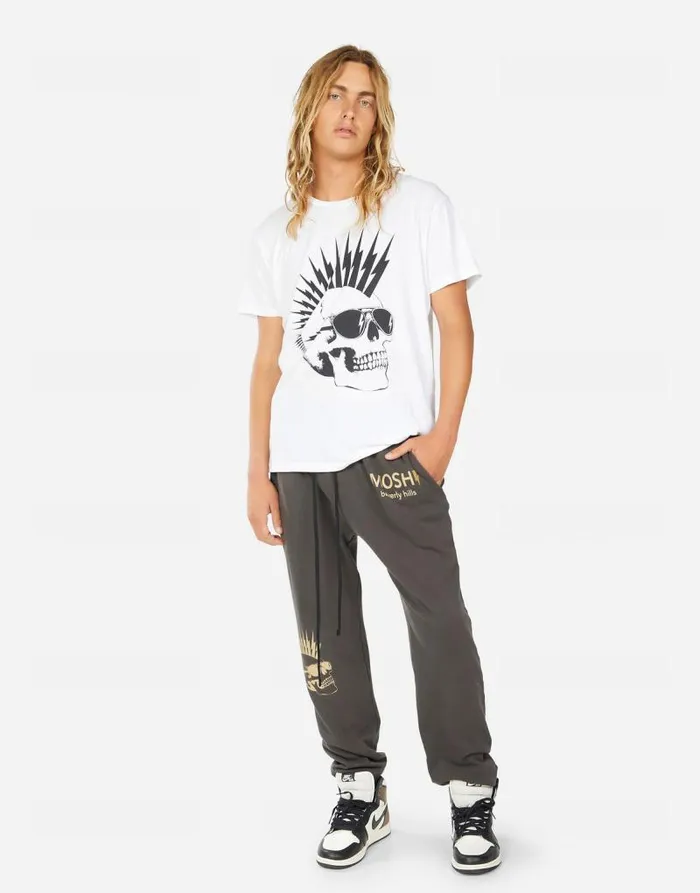 Sadler Moshi Lightning Skull White Men Lauren Moshi Tees
