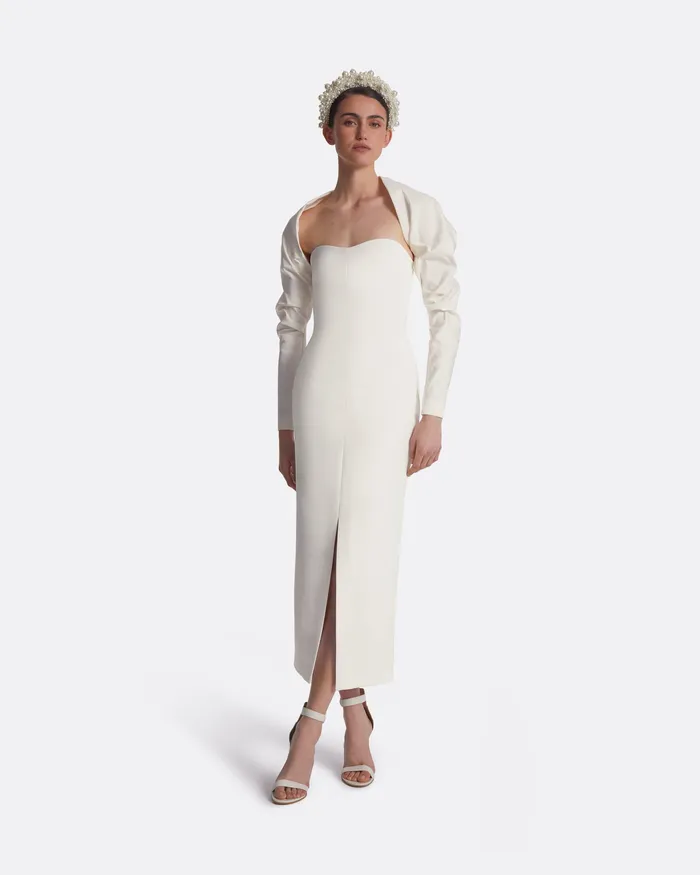 Safiyaa Bridal Women Romane Ivory Midi Dress Ivory
