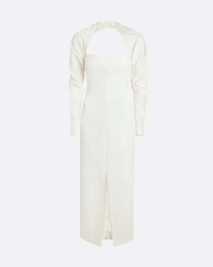 Safiyaa Bridal Women Romane Ivory Midi Dress Ivory