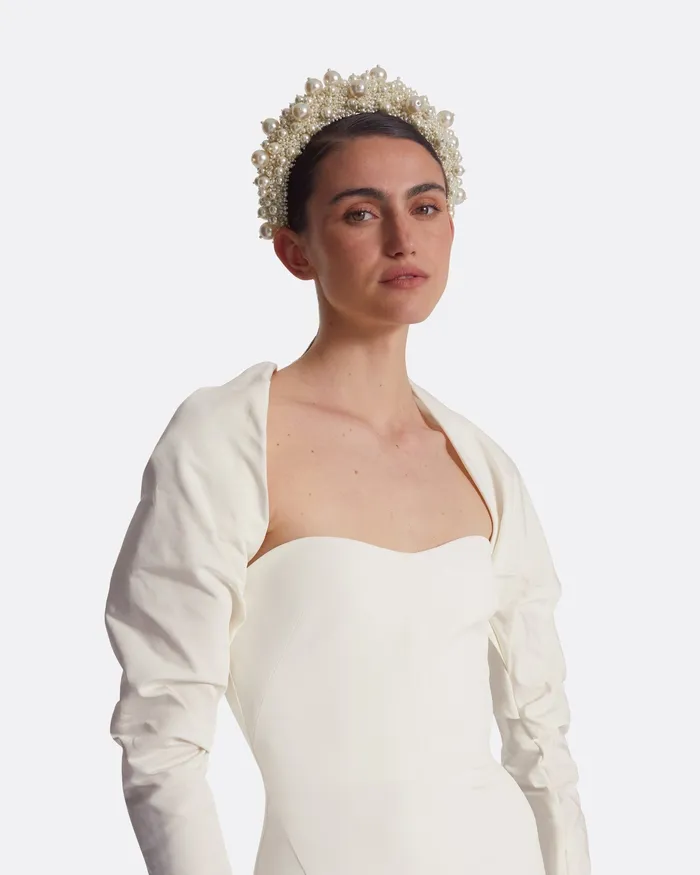 Safiyaa Bridal Women Romane Ivory Midi Dress Ivory