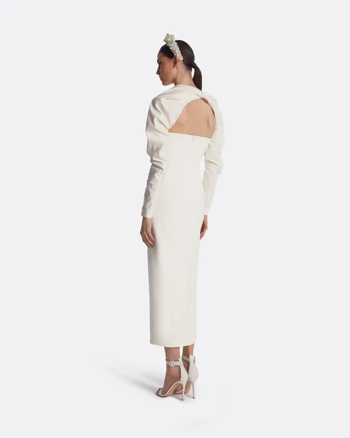 Safiyaa Bridal Women Romane Ivory Midi Dress Ivory